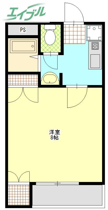 サンビレッジ青江(1K/4階)の間取り写真