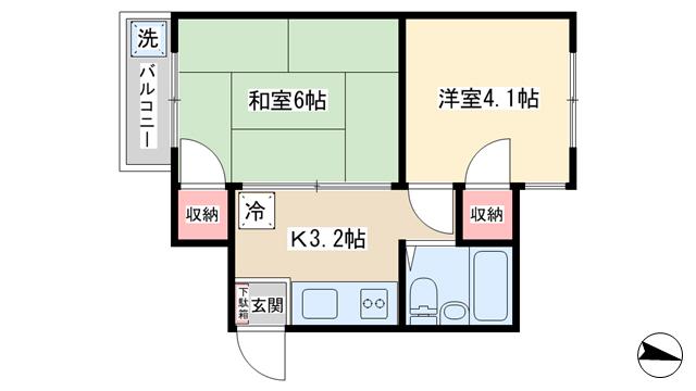 マイキャッスル西小山第3(2K/3階)の間取り写真