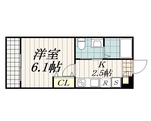 SERENITY春日(1K/2階)の間取り写真