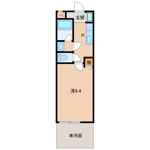 アビテ秋月南(1K/1階)の間取り写真