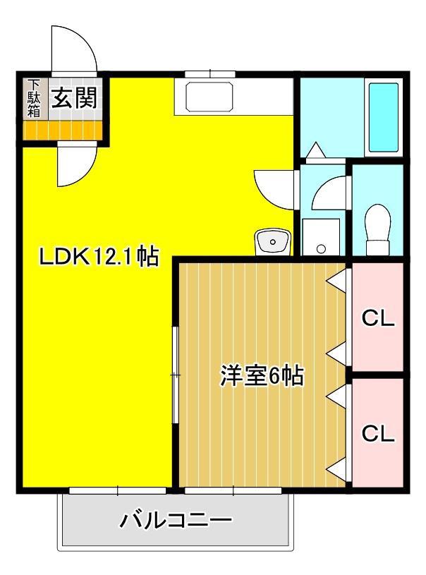 メゾンカワグチ(1LDK/2階)の間取り写真