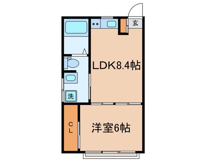 グリーンハイム(1LDK/2階)の間取り写真