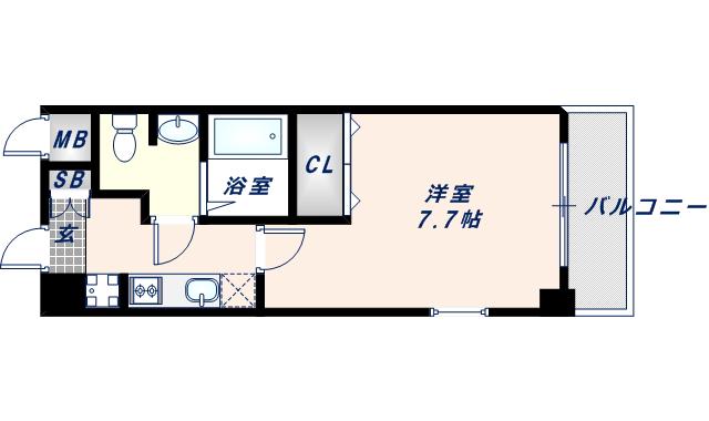エスリード森ノ宮駅前(1K/2階)の間取り写真