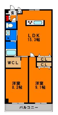 アメニティ21(2LDK/2階)の間取り写真