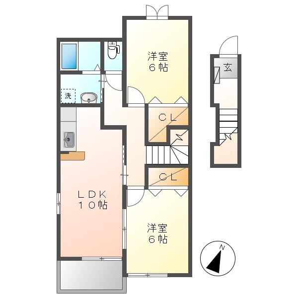 ビッグベア-B(2LDK/2階)の間取り写真