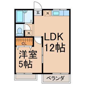 メゾン恵(1LDK/2階)の間取り写真