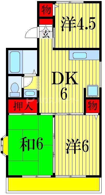 サンヴィレッヂ宮久保B(3DK/1階)の間取り写真