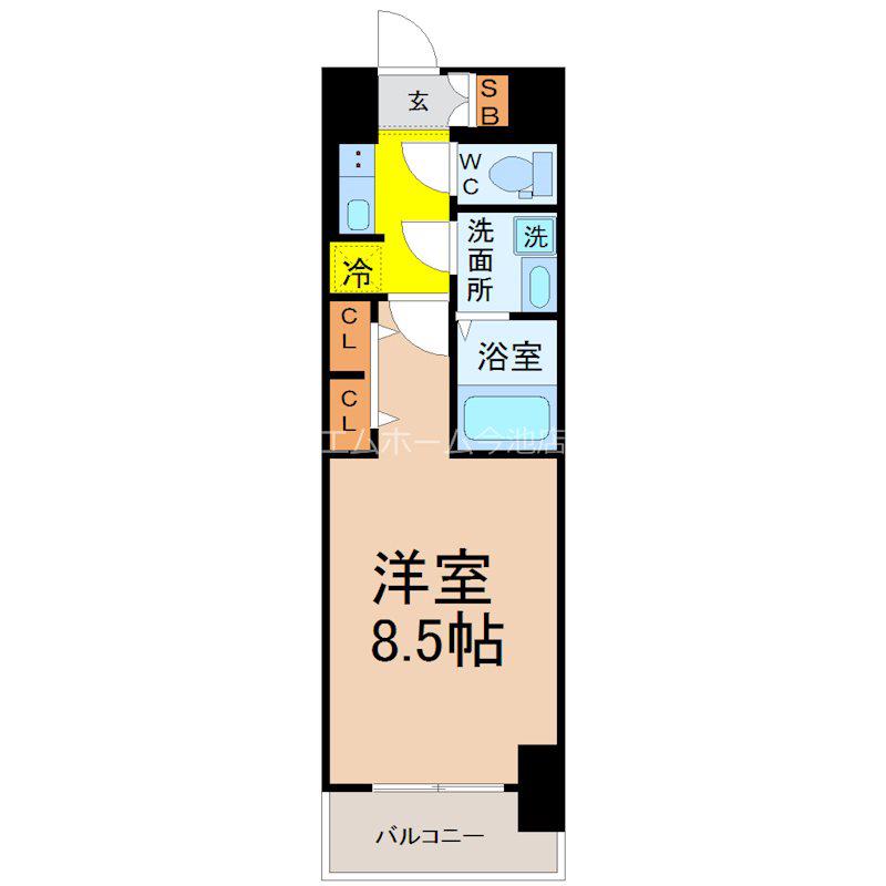 S-RESIDENCE黒川本通一丁目(1K/4階)の間取り写真