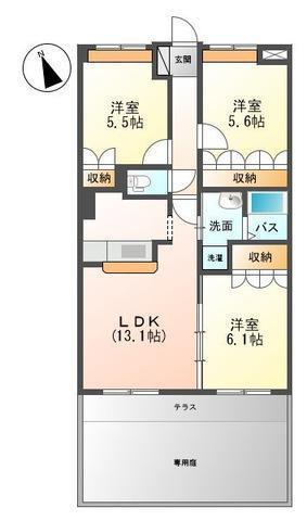 ベル・グラース(3LDK/1階)の間取り写真