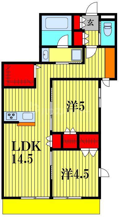 クレスト(2LDK/1階)の間取り写真