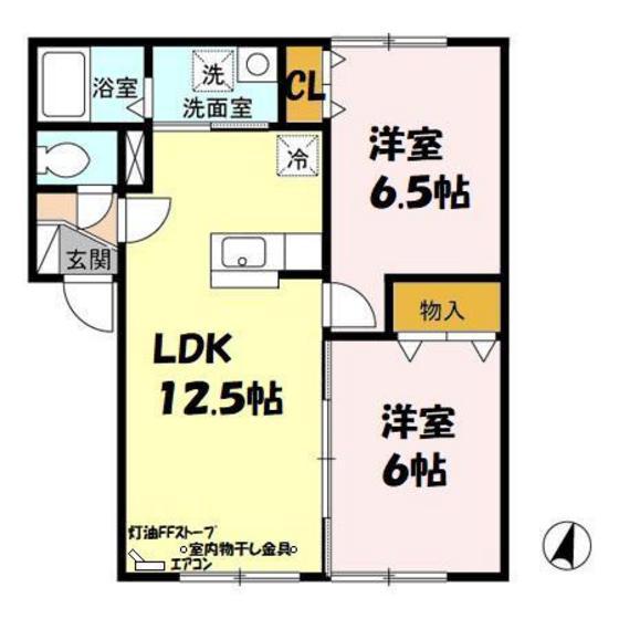 ウィルモアライフ(2LDK/1階)の間取り写真