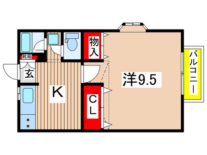 セルシオ蒲町III(1K/2階)の間取り写真