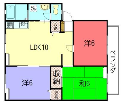 サンビレッジ御蔭(3LDK/1階)の間取り写真