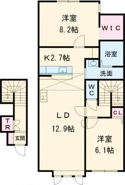 ルミュゼ南(1LDK/2階)の間取り写真