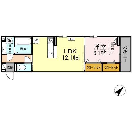 アーバングレイス宮千代1丁目 I(1LDK/3階)の間取り写真