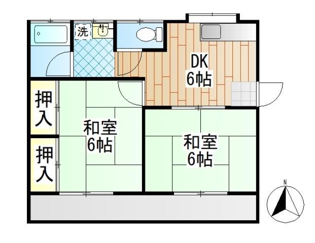田島ハイツ(2DK/1階)の間取り写真