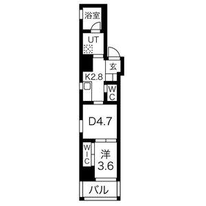 AZUR YABACHO(1DK/6階)の間取り写真