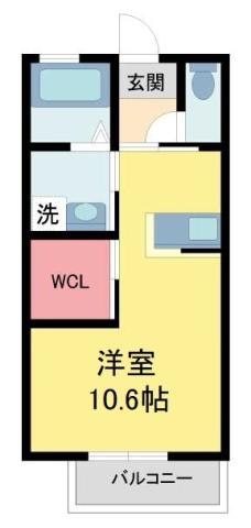 ヤマニハイツ(ワンルーム/2階)の間取り写真