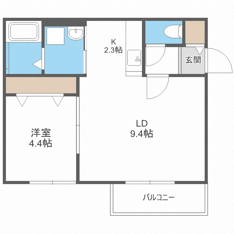 AMI本町(1LDK/1階)の間取り写真