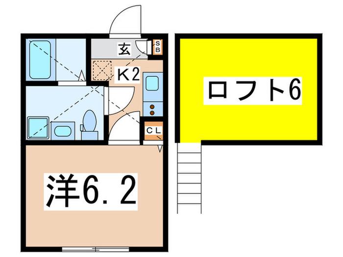 プリマヴェーラ逗子(1K/1階)の間取り写真