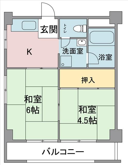 小野マンション(2K/4階)の間取り写真
