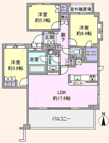 パストラルハイム上野毛(3LDK/2階)の間取り写真