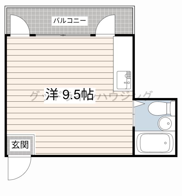 ヒルハイツA棟(ワンルーム/2階)の間取り写真