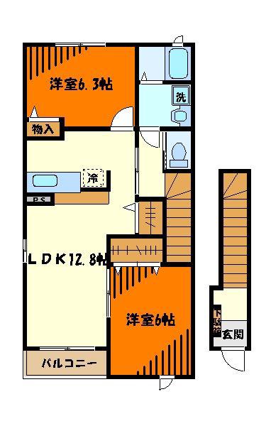 KハウスIV(2LDK/2階)の間取り写真