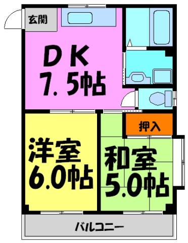 メゾン小花(2DK/4階)の間取り写真