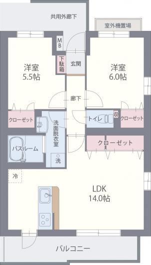 グリーンヒルズイーストII(2SLDK/1階)の間取り写真