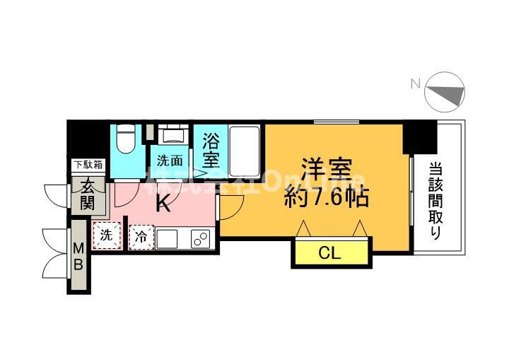 LUXE玉造II(1K/10階)の間取り写真