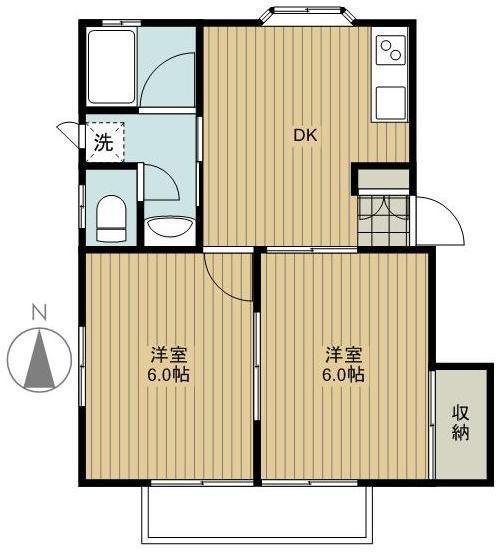 第3成島ハイツ(2DK/2階)の間取り写真