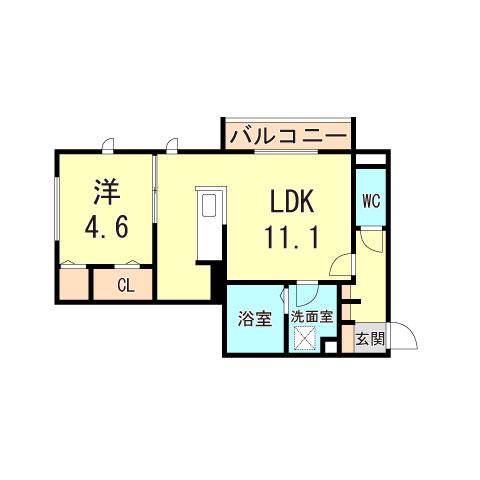 キャトルセゾン(1LDK/2階)の間取り写真