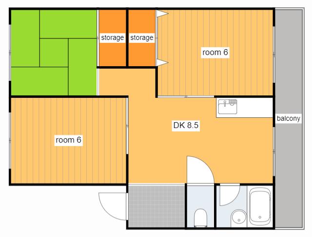 御堂マンション(3DK/1階)の間取り写真