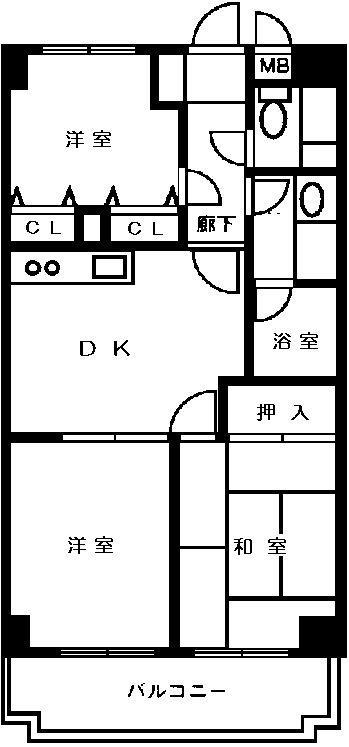 藤セルシオ(3DK/6階)の間取り写真