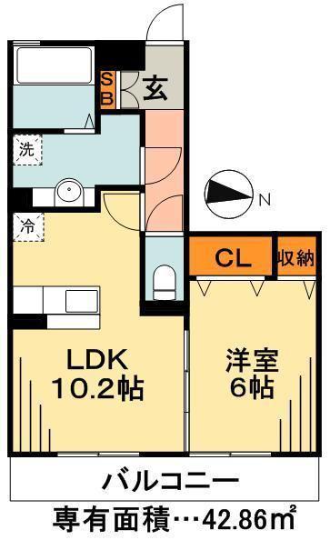 イーストエンジェル青山(1LDK/2階)の間取り写真