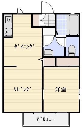 ヒルトップ志朋 C棟(2DK/1階)の間取り写真