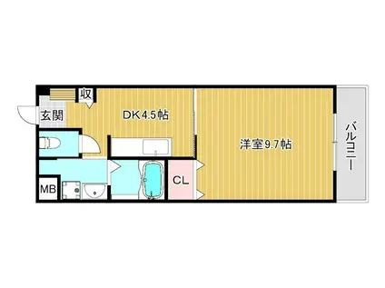 レキュリーブルー(1DK/2階)の間取り写真