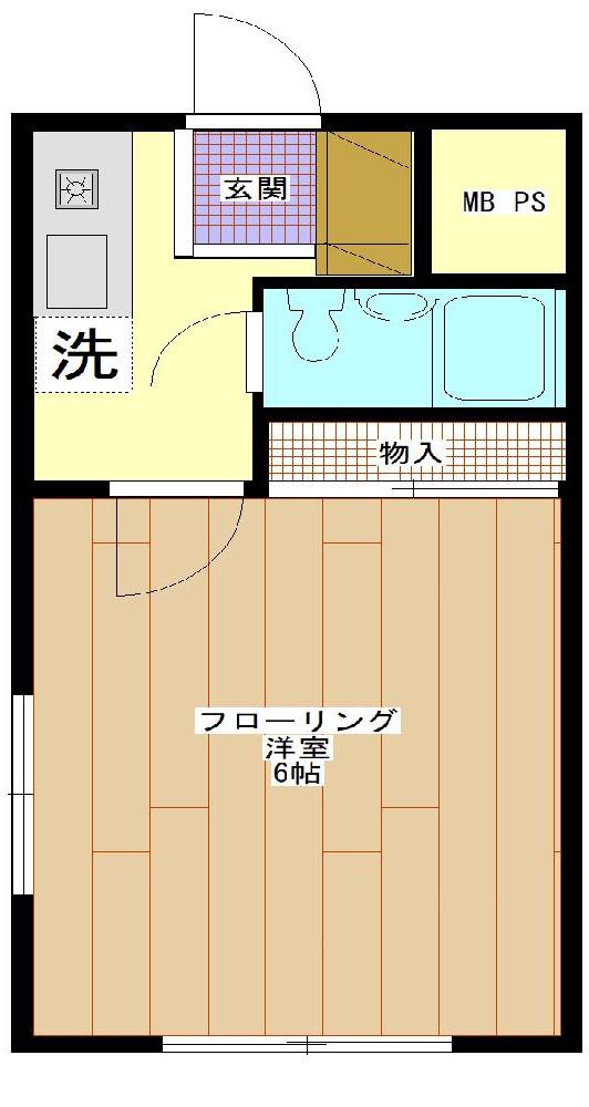 ジェント目黒本町(1K/2階)の間取り写真