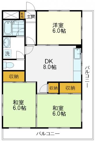 西国分寺山本ビルディング(3DK/3階)の間取り写真