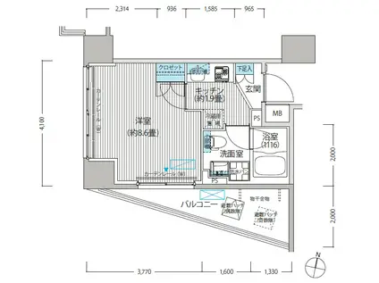 コスモグランス南品川(1K/3階)の間取り写真