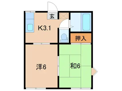 メゾンローズA(2K/1階)の間取り写真