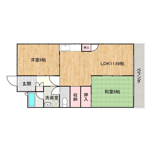 レジデンス三吉(2LDK/3階)の間取り写真