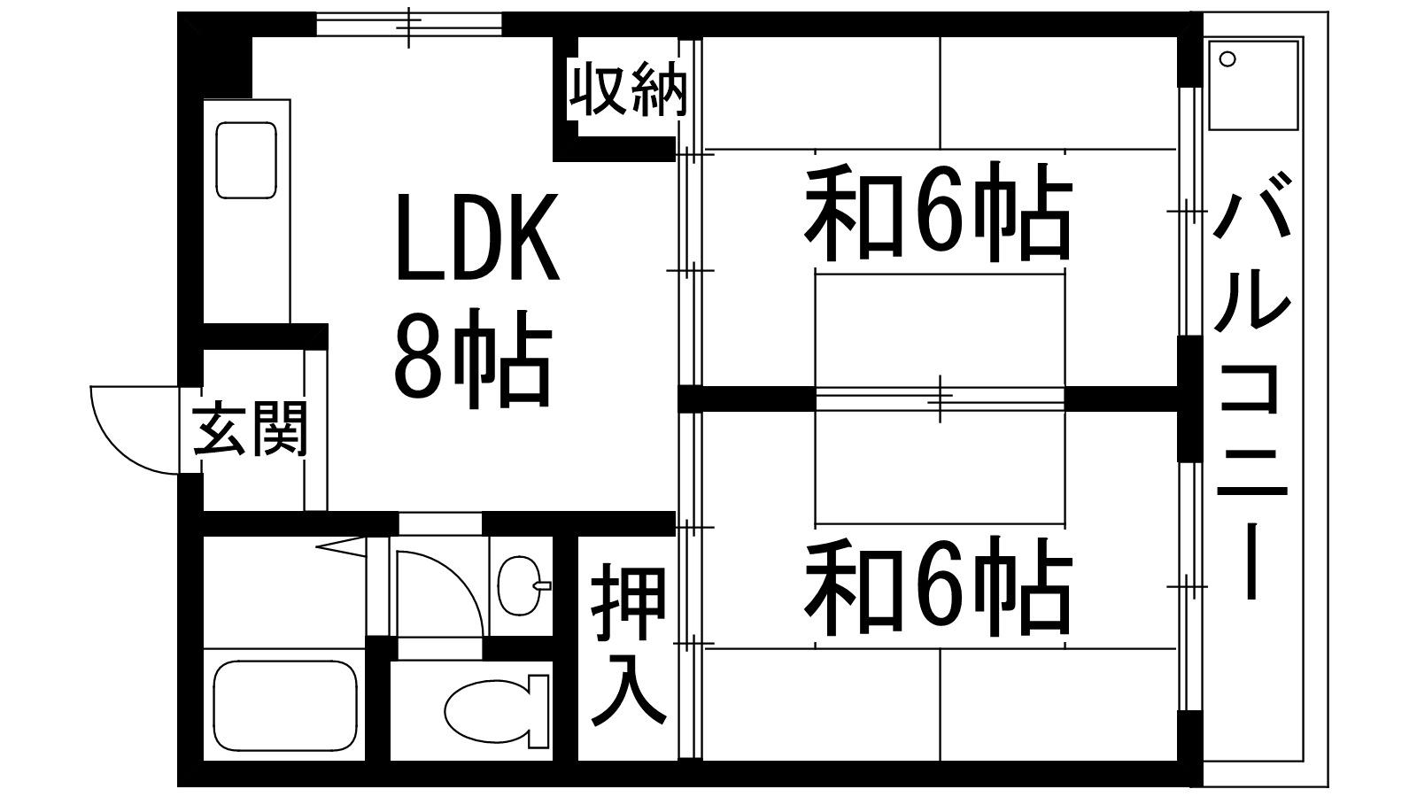 TOHOマンション第2(2LDK/4階)の間取り写真