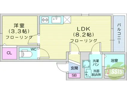 エコノ高松(1LDK/1階)の間取り写真