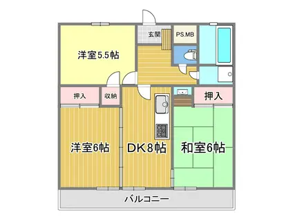 ルーラルハウス(3DK/3階)の間取り写真