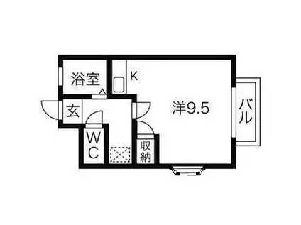 メゾン・エスポワールC(ワンルーム/2階)の間取り写真