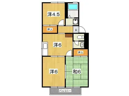 ルミエール・シャトレー(3DK/2階)の間取り写真