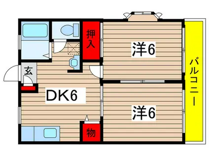 エヴァーグリーン(2DK/2階)の間取り写真