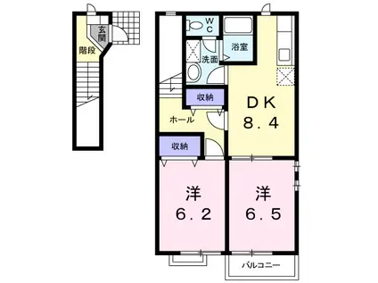 エントピアI(2DK/2階)の間取り写真